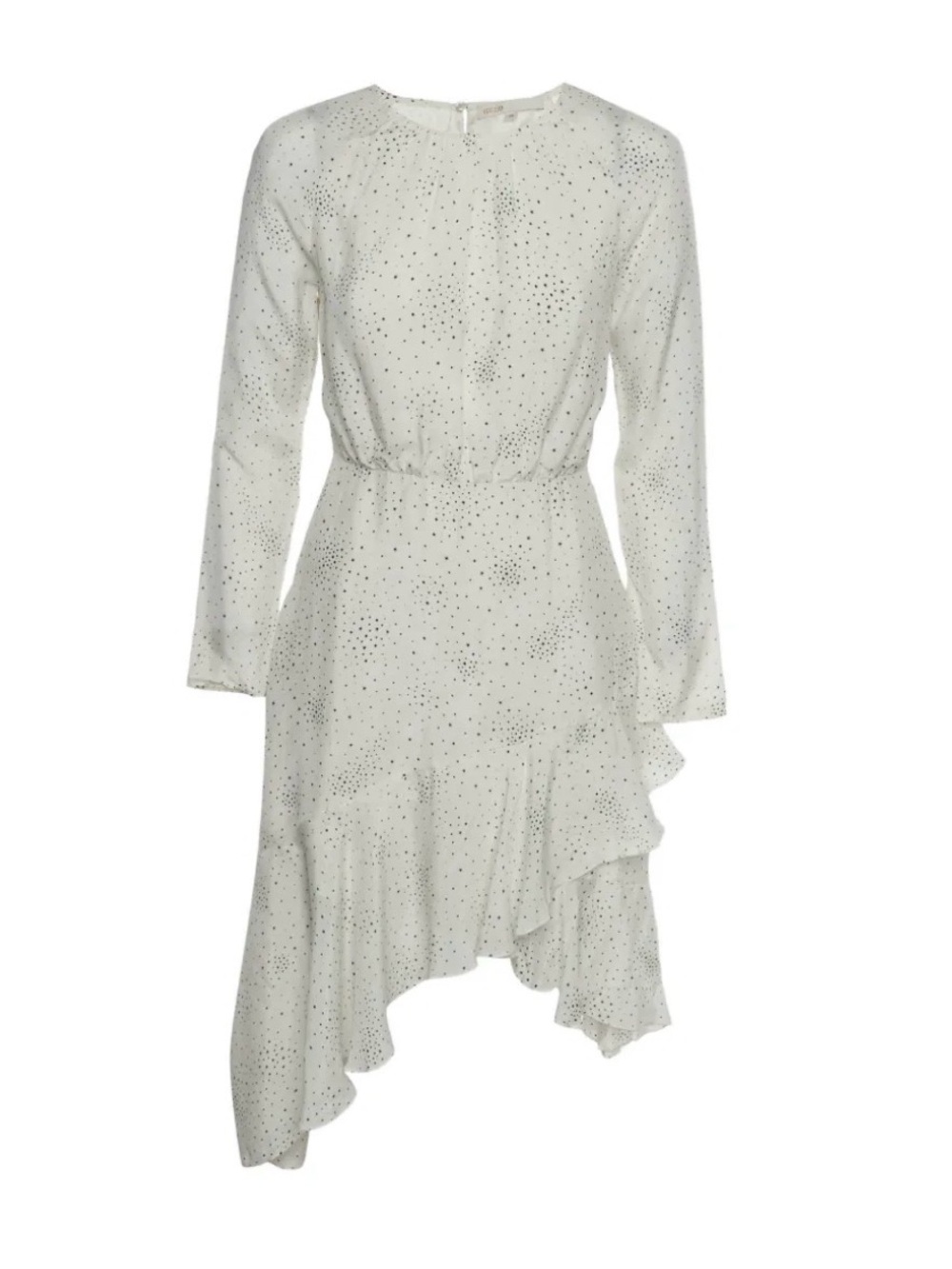 Maje Cream Long-Sleeve Ruffle Polka Dot Retro Asymmetric MIDI Dress S